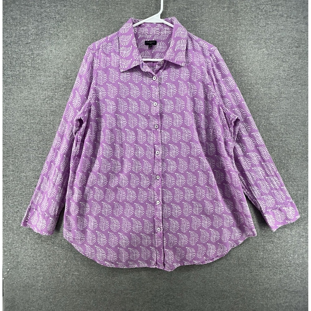 Talbots Long Sleeve Top Blouse Women Size 1X Plus Lavander Purple Casual